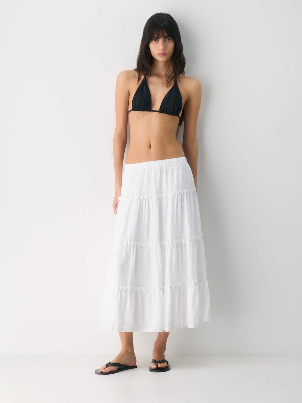 NWT Aritzia Little Moon White Damascus Tiered Boho Summer Maxi Skirt S